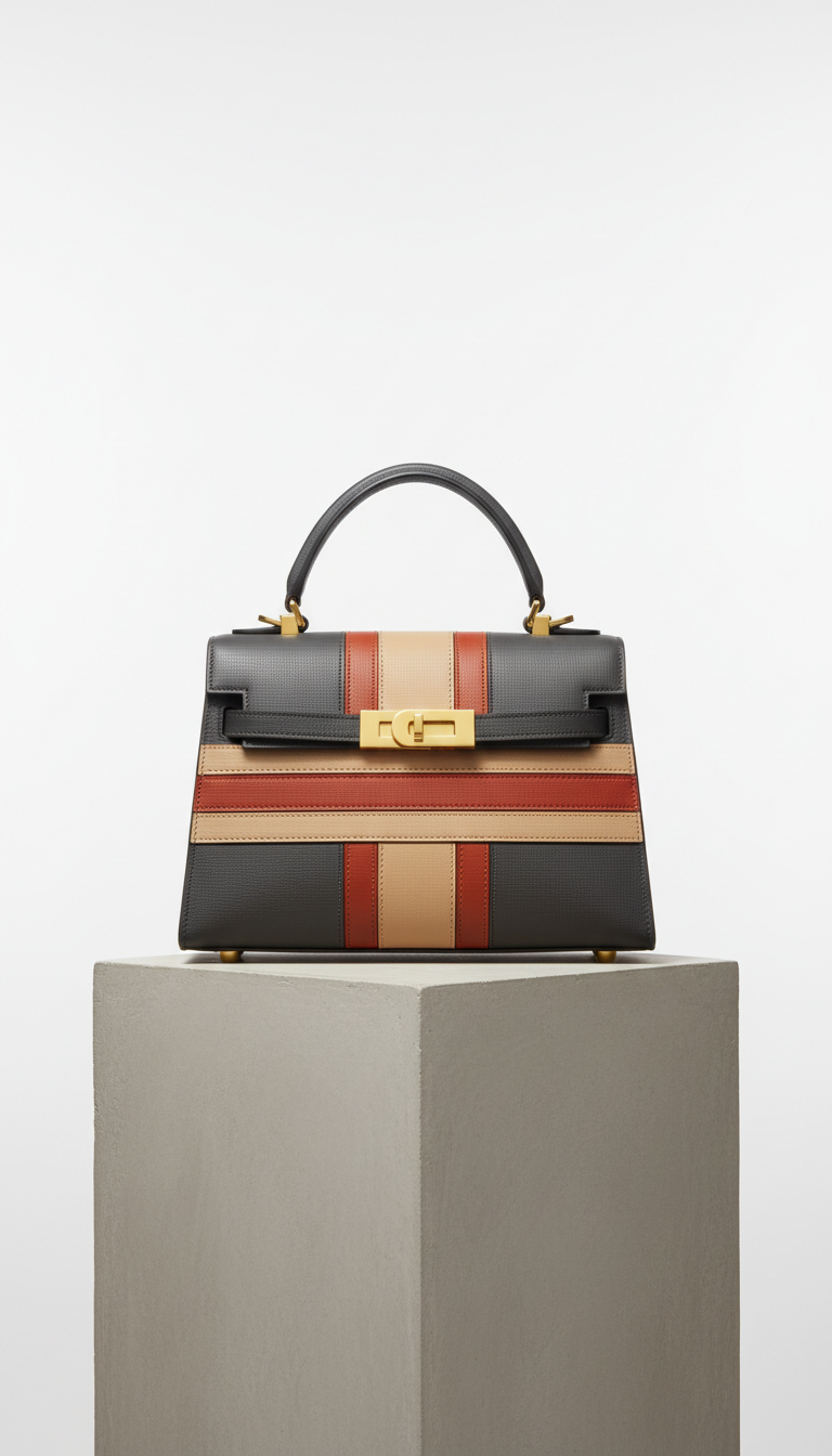 Sac structuré cuir accent or vif